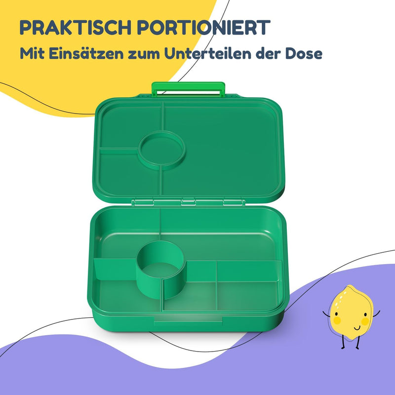 schmatzfatz Lunchbox, Unterteilte Brotdose Kinder, Lunchbox mit Fächern, Bunte Bento-Box für Schule