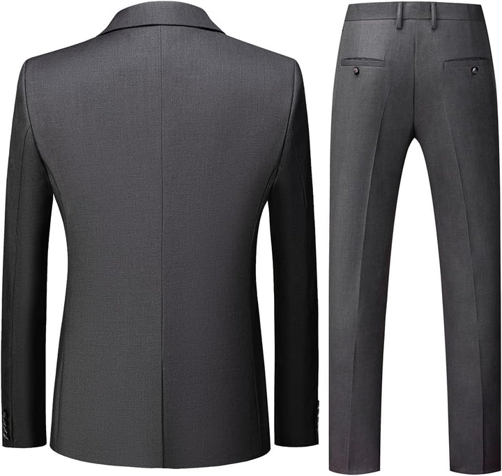 KUDORO Herren Anzüge 3-teilig Slim Fit Eine Knöpfe für Hochzeit Business Herrenanzug Sakko Weste Hos