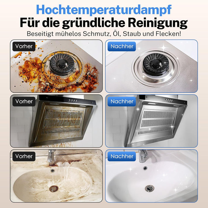 ODSD Dampfreiniger für Haushalt und Auto, 3-stufig einstellbarer Dampfreiniger, 15 Sekunden Aufheizz