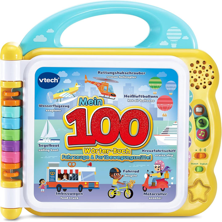 VTech Baby Mein 100-Wörter-Buch: Fahrzeuge und Fortbewegungsmittel – Interaktives Bilderbuch mit übe