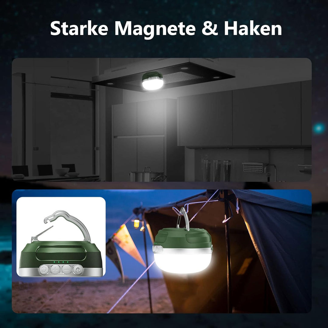 LED Campinglampe 8400mAh akku, RGB Farbwechsel Camping Laterne mit USB C Aufladbar, 5 Lichtmodi, Stu