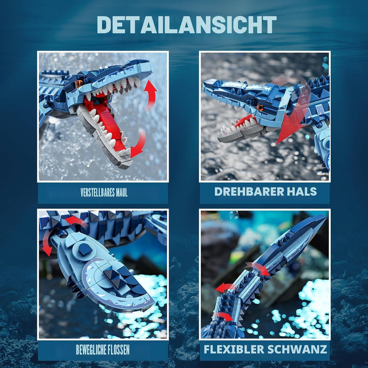 TYCOLE Mosasaurus Bauspielzeug - 805 PCS Dino Spielzeug Modell, Dinosaurier ab 7 Jahre für Jungen Ma