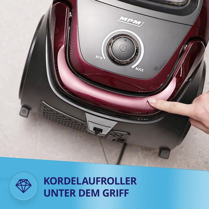 MPM – Beutelloser Staubsauger – 2,5-Liter-Behälter – HEPA-Filter – mit Aufsätzen/Zubehör und Telesko