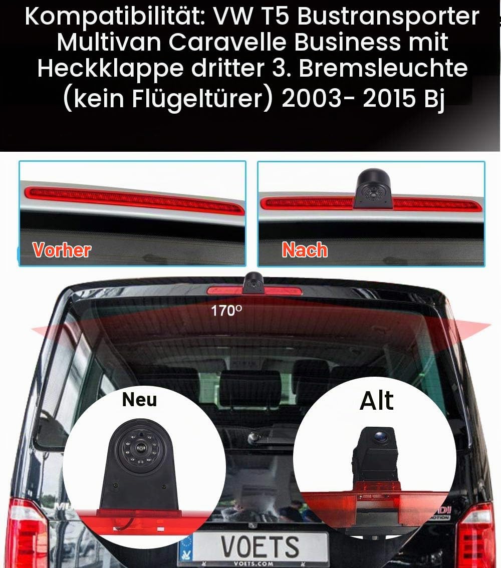 Auto Bremsleuchte Rückfahrkamera für VW T5 Bus Transporter Multivan Caravelle (Neuer Gegenstand: Win