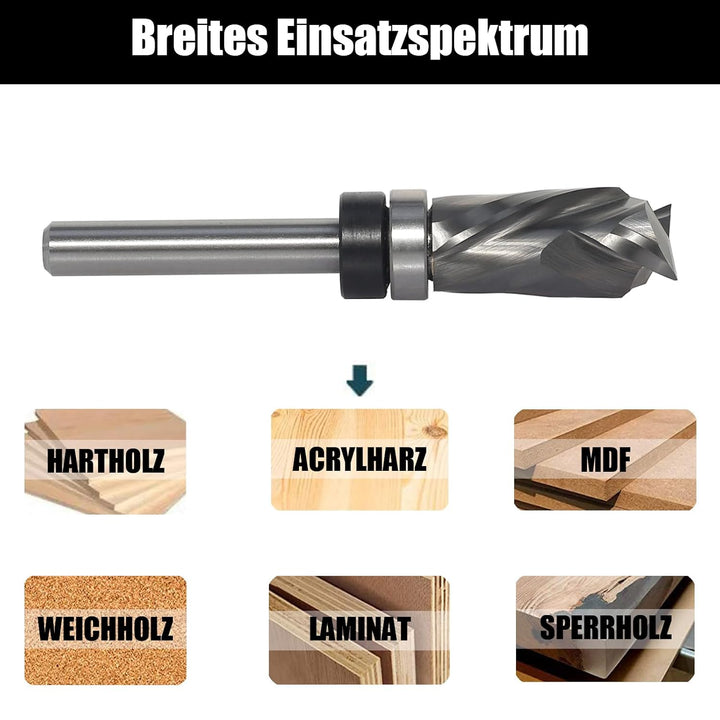 AKYLIN Spiral Bündigfräser 6mm Schaft，Up&Down Kompressions Cut Spiralfräser für Oberfräse，12.7 mm Sc