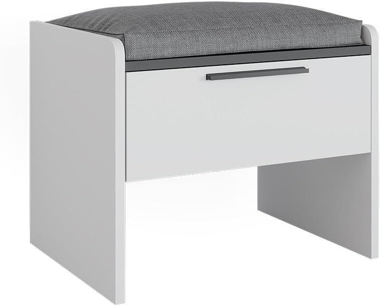 Vicco Esszimmerbank Roman, Weiss/Anthrazit, 53.5 x 41.1 cm mit 1 Schublade Weiss Hocker mit 1 Schubl