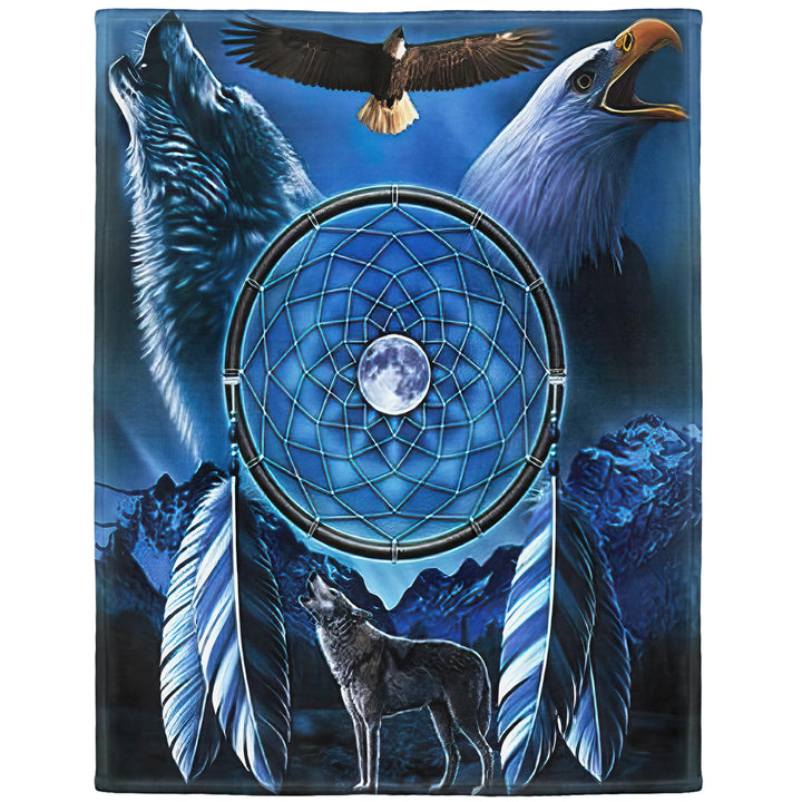 YISUMEI Decke 150x200 cm Kuscheldecken Sanft Flanell Weich Fleecedecke Traumfänger mit Wolf und Weis