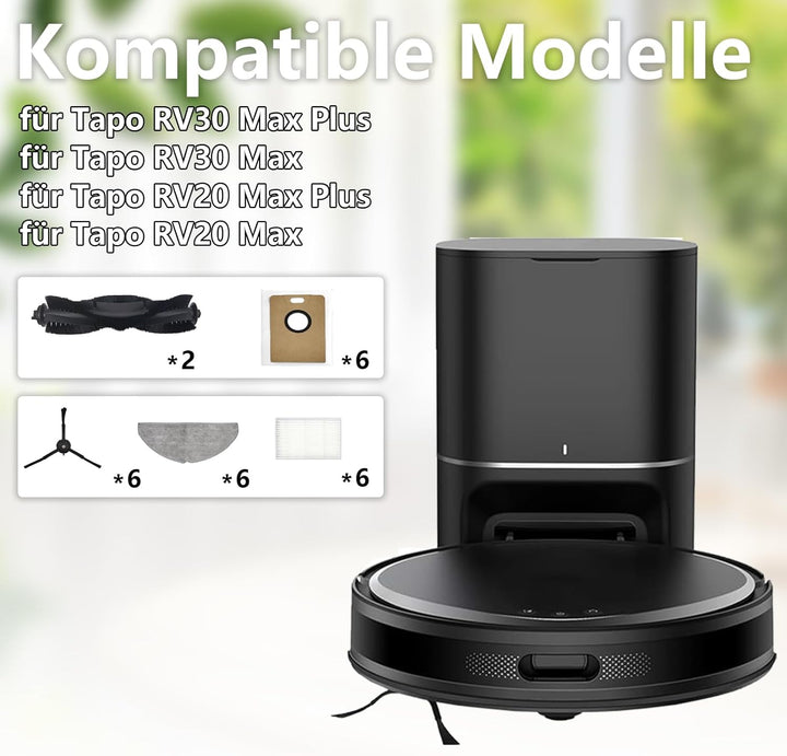 Zubehör für Tapo RV30 Max Plus/ RV30 Max/ RV20 Max/ RV20 Max Plus Staubsauger, 2 Hauptbürste, 6 Filt