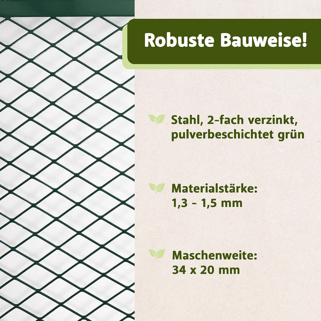 NATIV Garten Metallkomposter 80x80x70 cm dunkelgrün, Komposter mit 448 Liter Volumen, Drahtkomposter