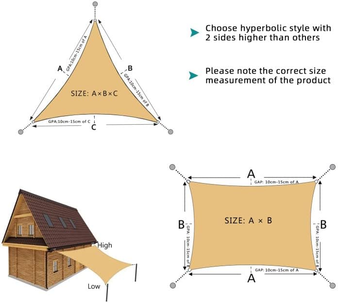 Sunnylaxx 4x4m Sonnensegel Quadrat, Wasserdicht Sonnenschutz Sunsegel Color Sand, 95% UV-Schutz,für