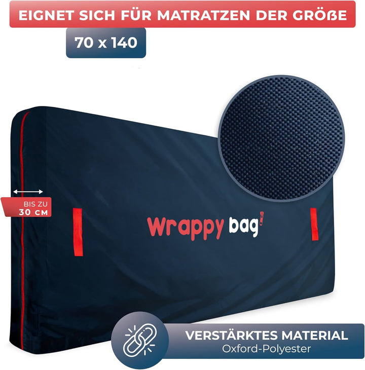 WRAPPYBAG – Matratzenhülle aus Oxford-Polyester – Aufbewahrungstasche mit 4 Tragegriffen – Ideal für