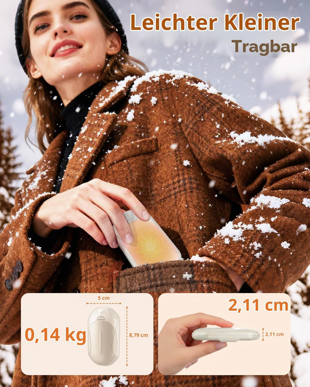 BOSONER Handwärmer Elektrisch Taschenwärmer Wiederaufladbar: 2er-Set 6000mAh Elektrischer Handwärmer