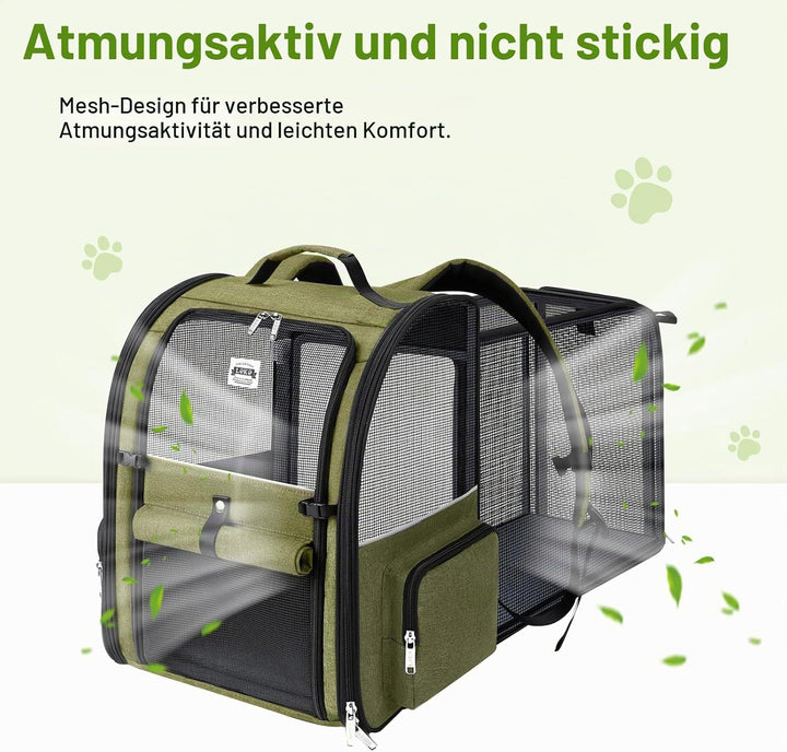 Erweiterbar Katzenrucksack Hunderucksack für Katzen Hunde bis 8kg, Gross Katzen Rucksack Faltbare Ha