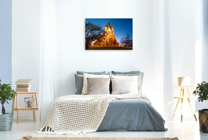 Premium Textil-Leinwand 90 x 60 cm Quer-Format Pauluskirche in Halle-Saale | Wandbild, HD-Bild auf K