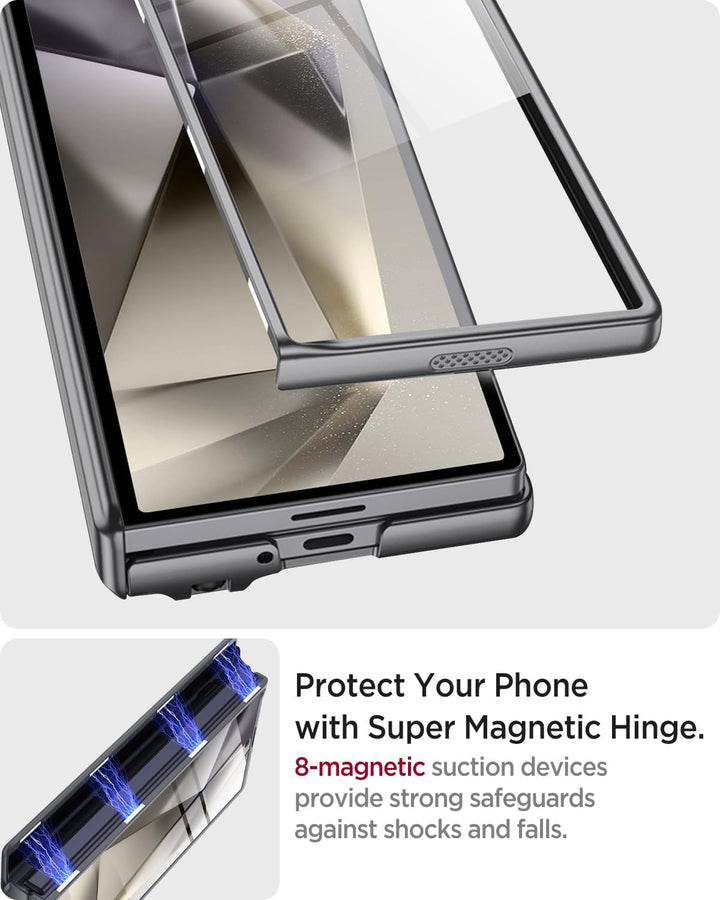Miimall Kompatibel mit Samsung Galaxy Z Fold 6 Hülle mit S-Pen Slot+Scharnierschutz, HD Displayschut