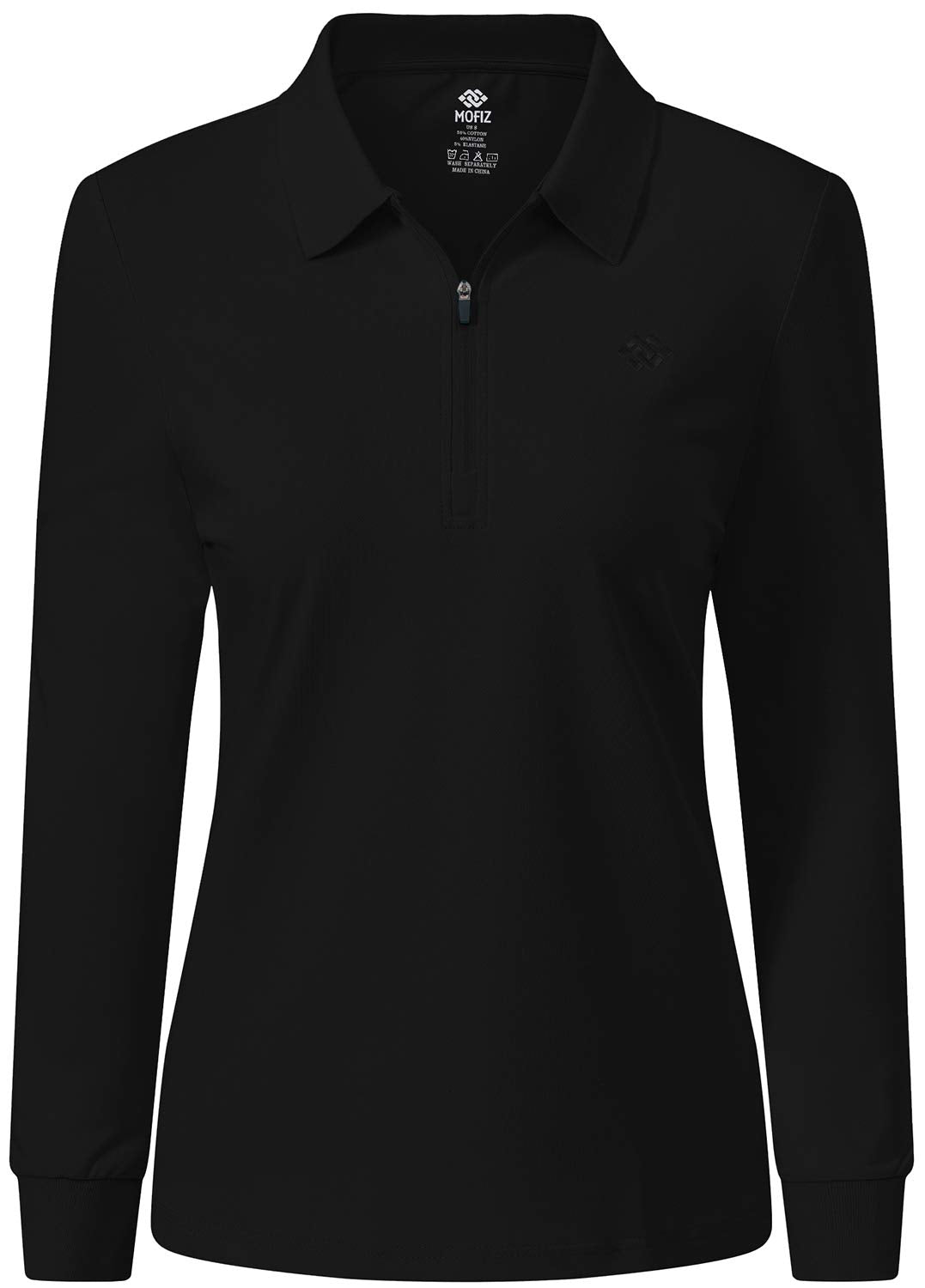AjezMax Poloshirt Damen Golf Polohemd Langarm Baumwolle Sport Polo Wintershirts mit Reissverschluss