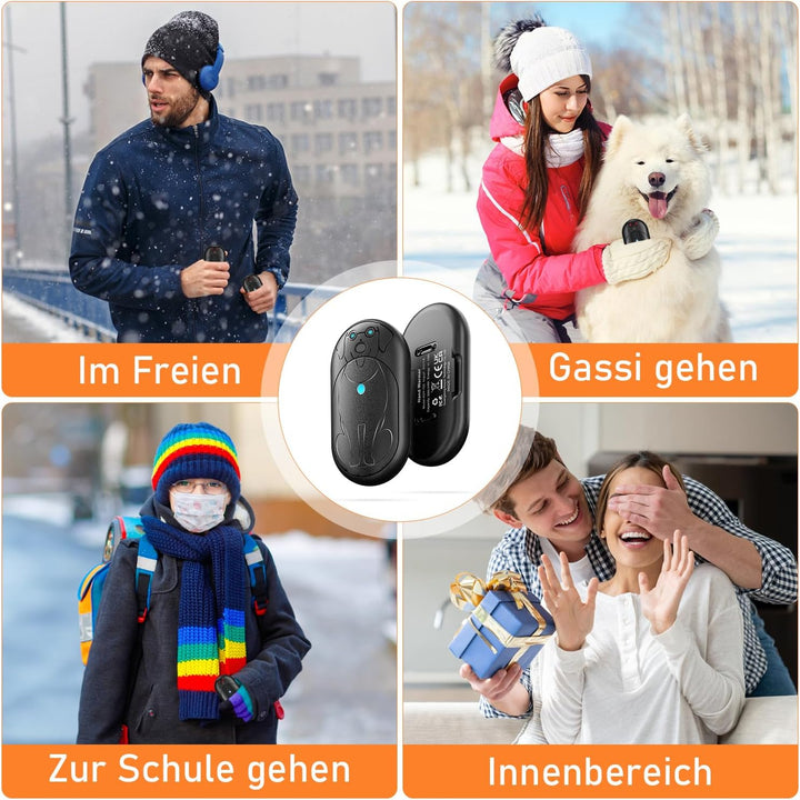 Lepwings Handwärmer Elektrisch, 2er 3000mAh Taschenwärmer Wiederverwendbar mit 3 Modi, 20 Stunden La