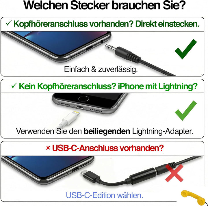 Retro Handyhörer für Apple iPhones mit Lightning (passender Adapter mit inbegriffen) in der Form ein