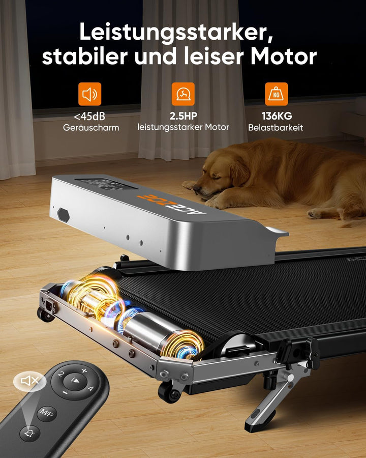 6 in 1 laufband für zuhause klappbar,Walking Pad mit Steigung 10% in 3 Stufen und Griff, Treadmill f