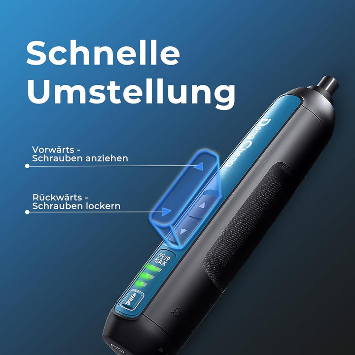 DongCheng Mini Akkuschrauber, 4V Akkuschrauber klein, 2000 mAh Lithium-Ionen-Akku, 3 Drehmoment, max