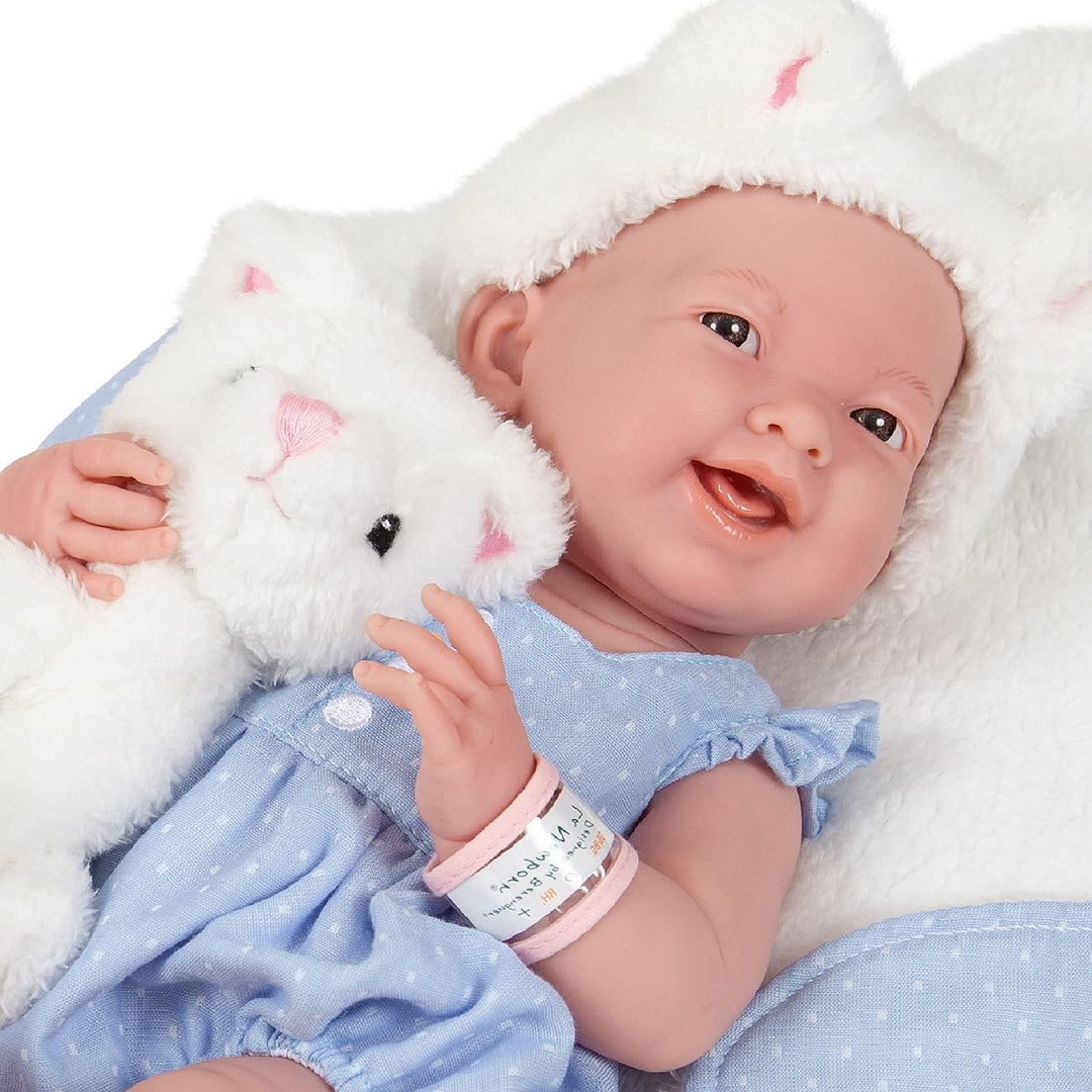 jc toys 18062 OSO de Peluche Puppe, La Newborn Baby Play, Blau/Weiss, Blau/Weiss