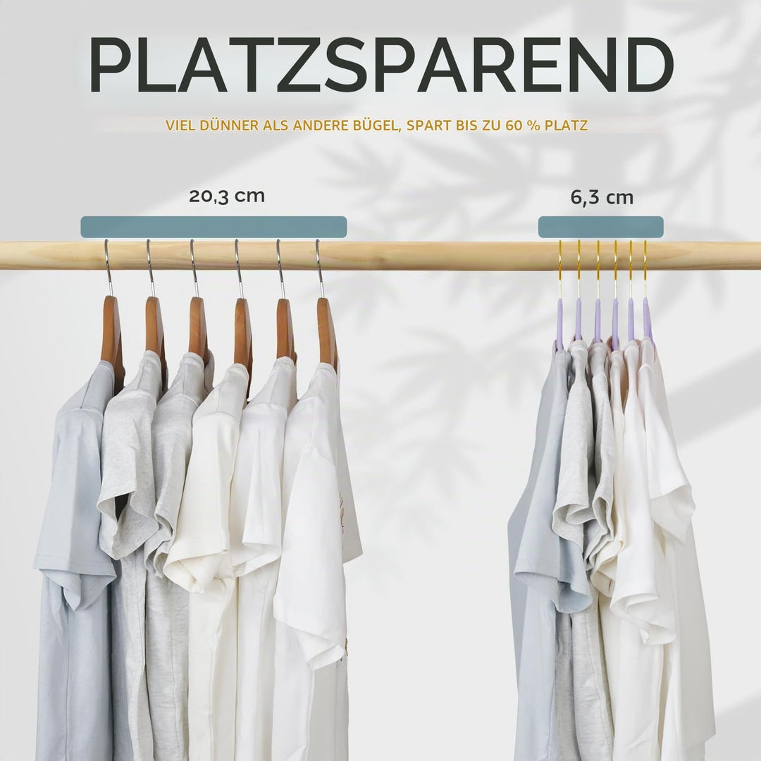 ManGotree Samt-Kleiderbügel mit 360° Drehbarem Goldhaken, rutschfeste Filz-Anzugbügel, Platzsparende