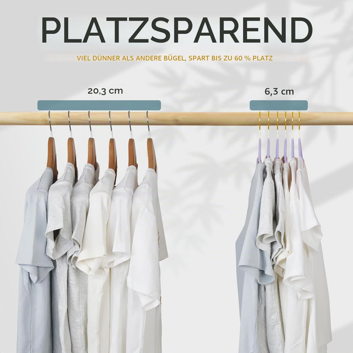 ManGotree Samt-Kleiderbügel mit 360° Drehbarem Goldhaken, rutschfeste Filz-Anzugbügel, Platzsparende