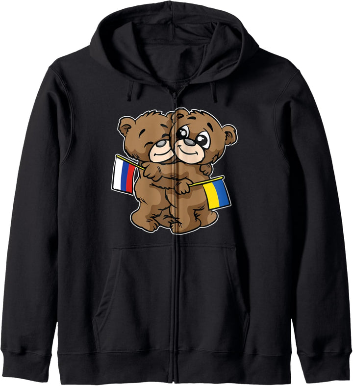 Umarmung Ukrainischer und russischer Teddybär Kapuzenjacke