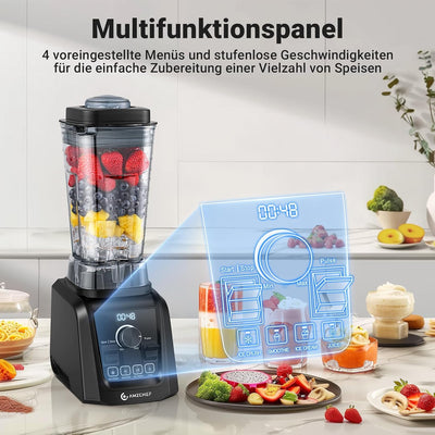 AMZCHEF 4-IN-1 Standmixer Hochleistungsmixer - 2L Standmixer mit 3D Klingen Crush in Sekunden Techno