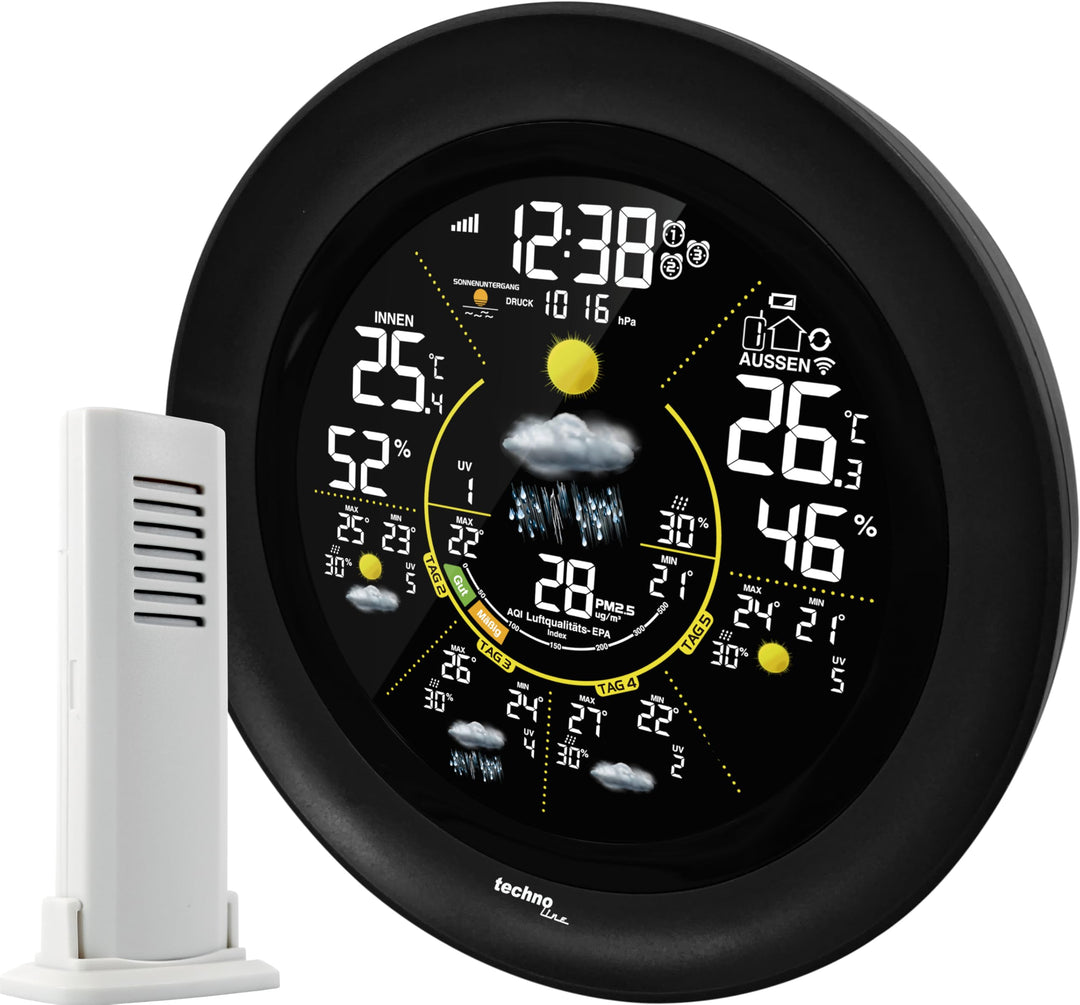 WD3040 Internetwetterstation, elegantes Sonder-Design, regionale Wettervorhersage, Temperaturen, Nut