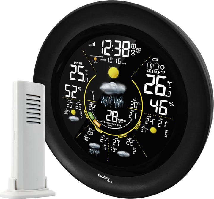 WD3040 Internetwetterstation, elegantes Sonder-Design, regionale Wettervorhersage, Temperaturen, Nut