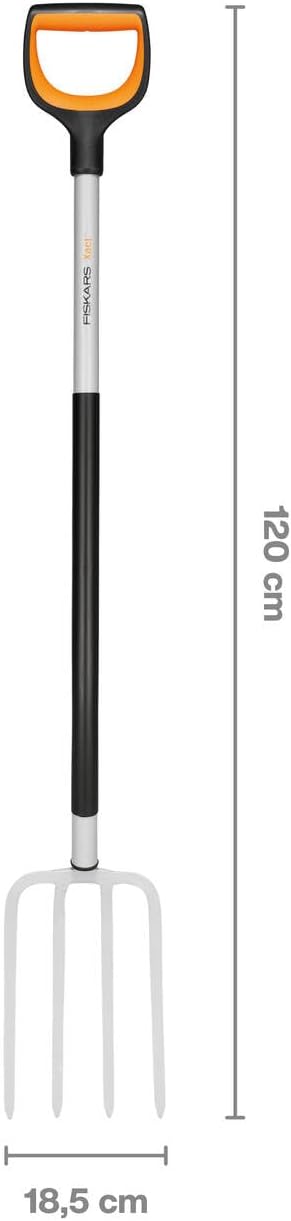 Fiskars Spatengabel für Harte, steinige Böden, Mit 4 Zinken, Länge: 120 cm, Qualitätsstahl-Zinken/Gl