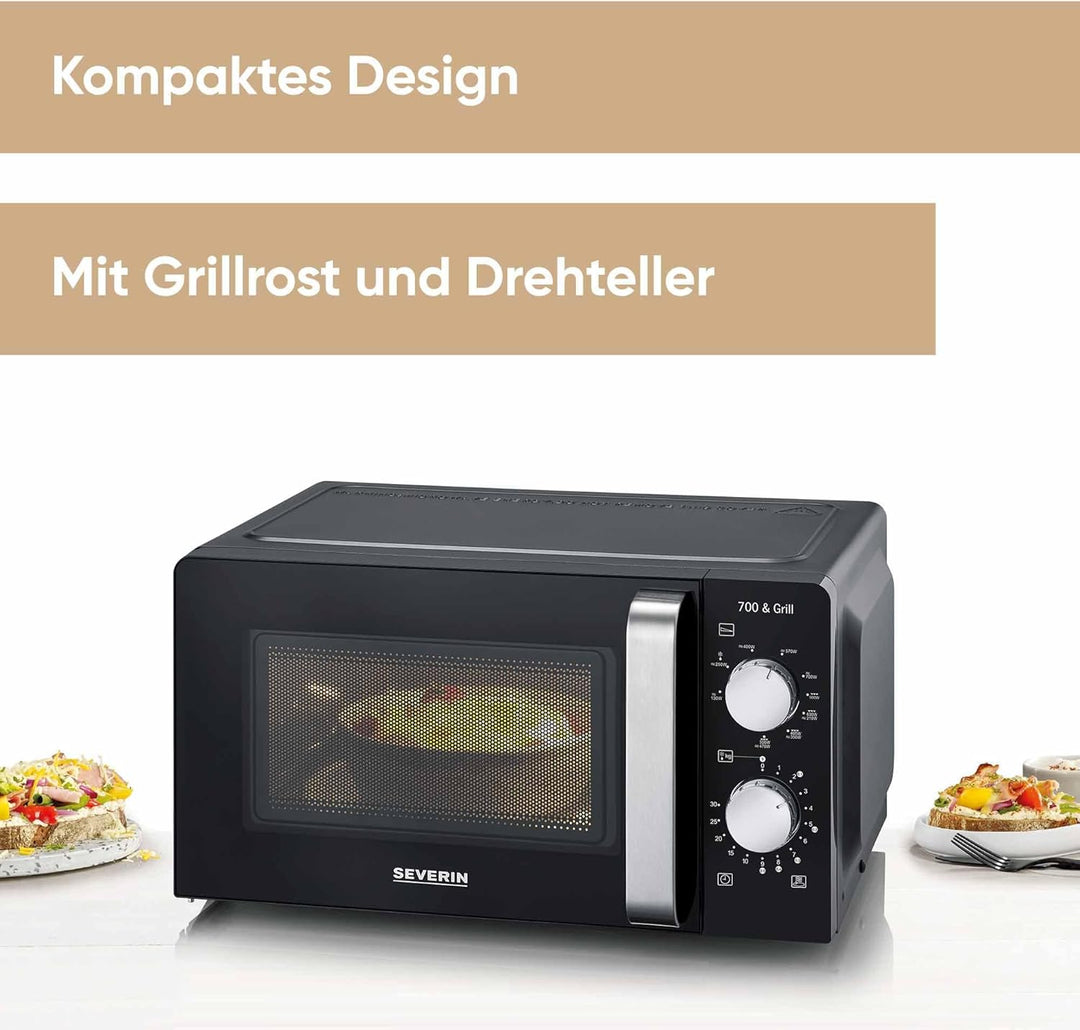 SEVERIN 2-in-1 Mikrowelle mit Grill 700 W, 900 W Grill, Grillofen mit 9 Automatikprogrammen, Mikrowe