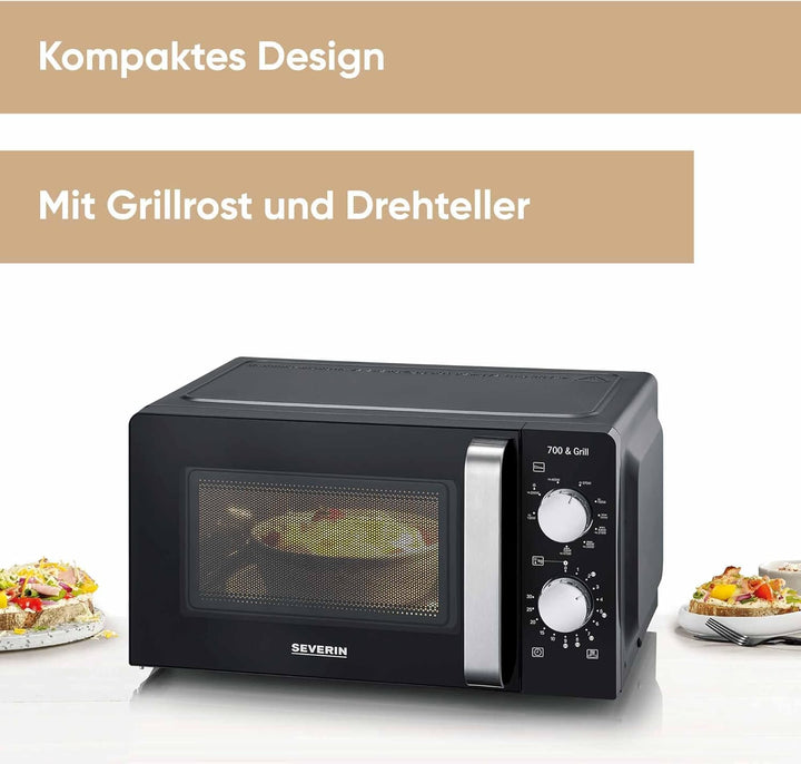SEVERIN 2-in-1 Mikrowelle mit Grill 700 W, 900 W Grill, Grillofen mit 9 Automatikprogrammen, Mikrowe