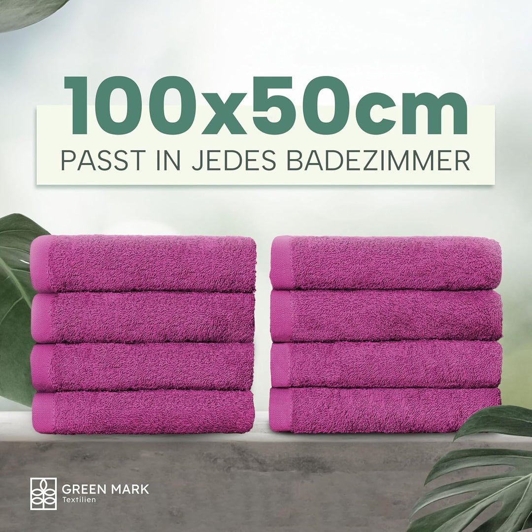NatureMark NM-HT0701 8-er Spar-Pack Frottier Handtücher, 50 x 100 cm, Pink, Pink