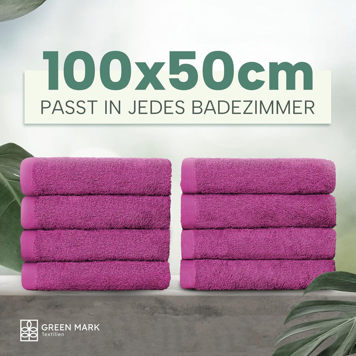 NatureMark NM-HT0701 8-er Spar-Pack Frottier Handtücher, 50 x 100 cm, Pink, Pink