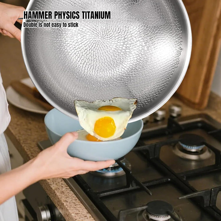 Kouamor Profi Bratpfanne, Kratzfest Titanlegierung Pan mit Deckung, für alle Herdarten Induktionspfa