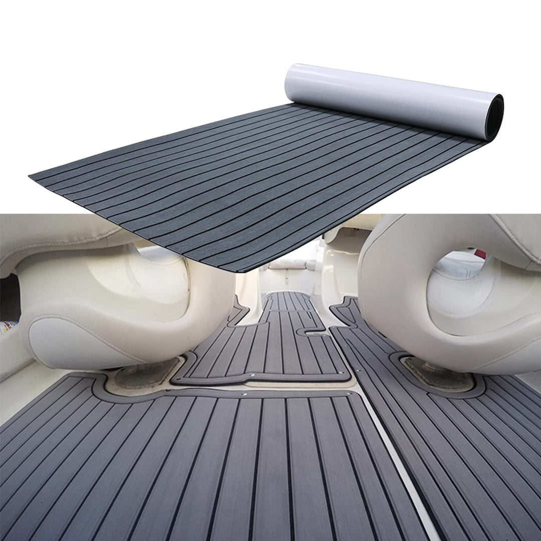 MIJOBS Grau und Schwarz Eva Teak Selbstklebend Deck Boot Selbstklebend rutschfeste Matte Marinedeck