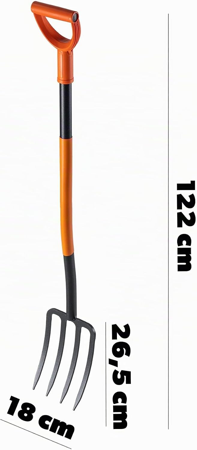 KADAX Spatengabel aus Stahl, Gabel mit D-Griff, Grabgabel zum Umgraben und Auflockern, ergonomische