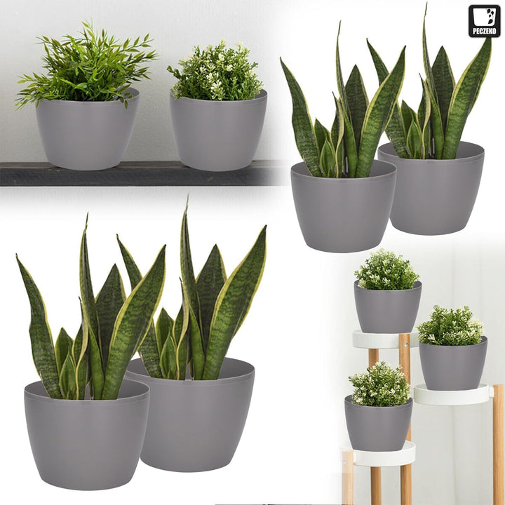 PECZEKO Glänzende Blumentöpfe - Deko Pflanztopf für Blumen & Kräuter - Langlebige & leichte runde Ku