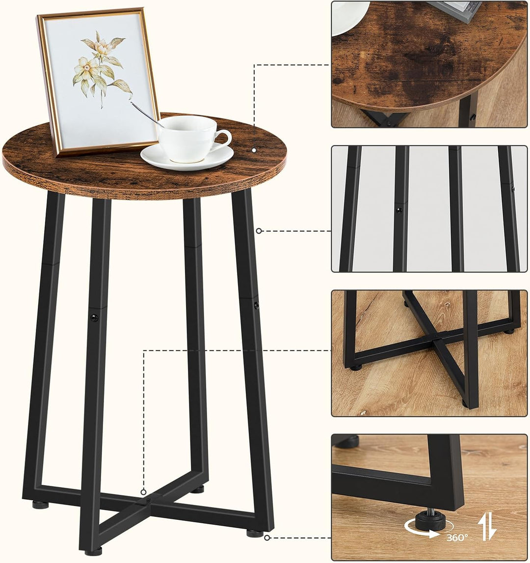 HOOBRO Beistelltisch, Couchtisch mit Stabilem X-Förmigem Metallrahmen, 40 cm Nachttisch Kleiner rund