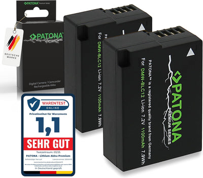PATONA Premium (2X) Ersatz für Akku Panasonic DMW BLC12 E (echte 1100mAh) DMW BLC-12 Premium x2, DMW