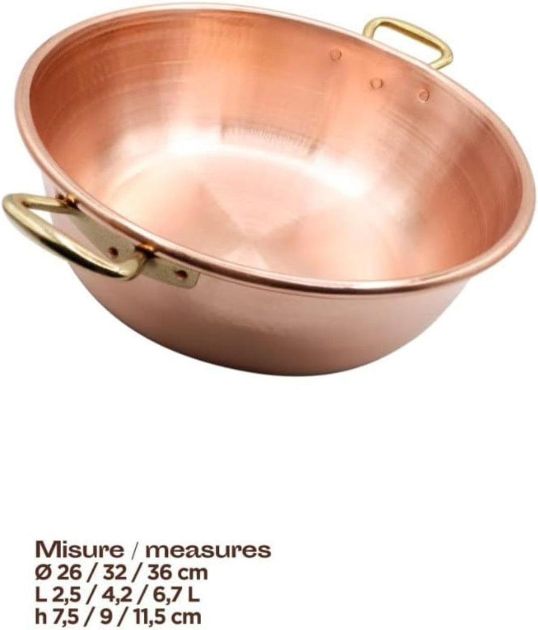Marmeladentopf - Kupfertopf für hausgemachte Marmelade - Topf mit 2 Griffen - 36 cm - handgefertigt