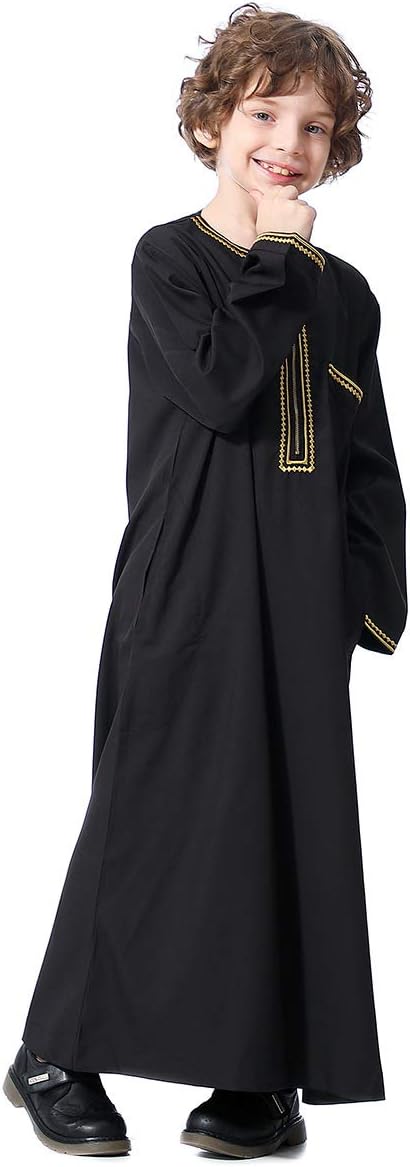 KRUIHAN Jungen Jubba Thobe,Langarm Kinder Abaya Kaftan,Arabische Robe mit Reissverschluss für Jungen