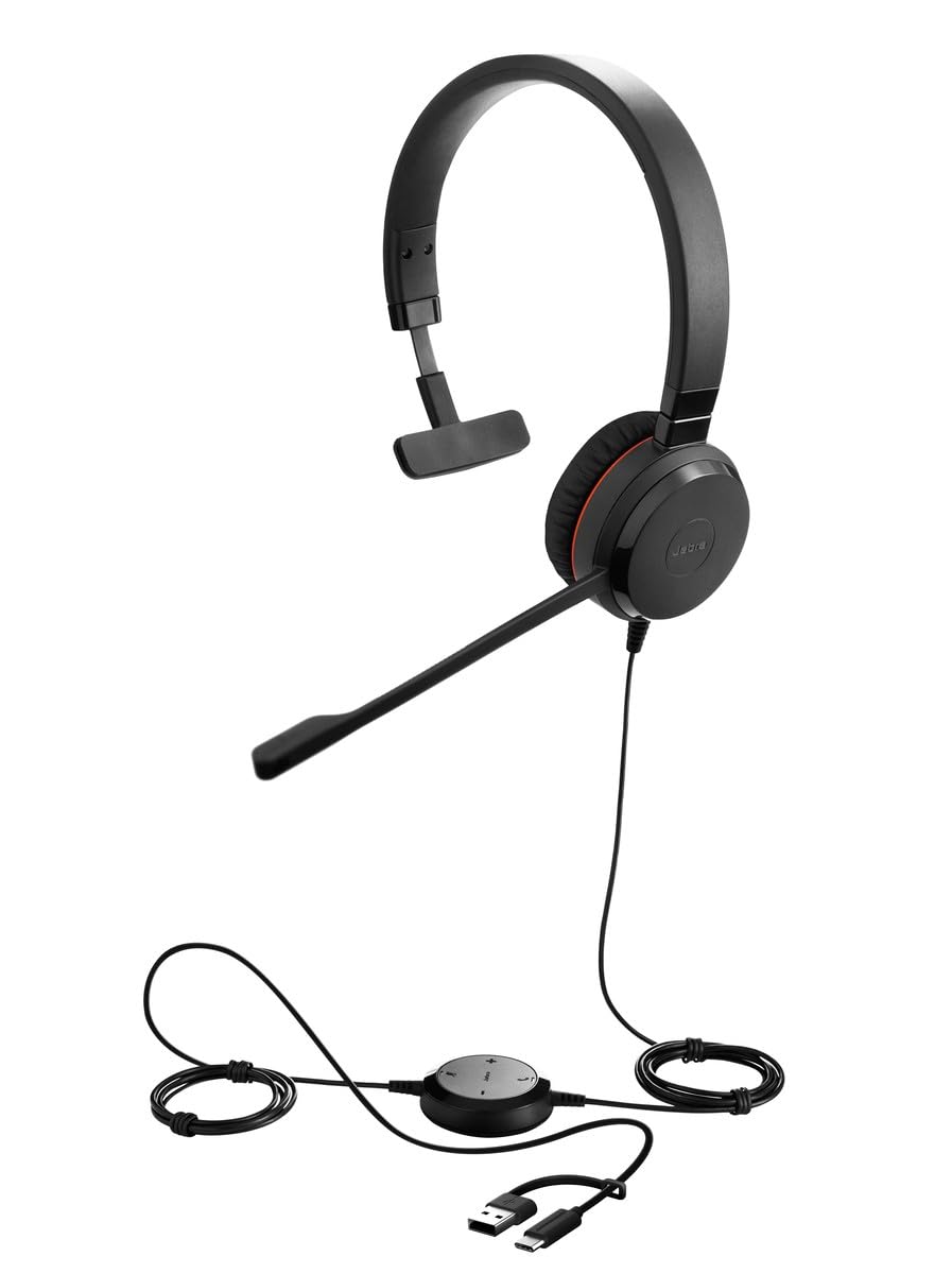 Jabra Evolve 30 II, Microsoft Teams zertifiziertes Mono-Headset mit Anrufsteuerung, Mikrofon mit Ger