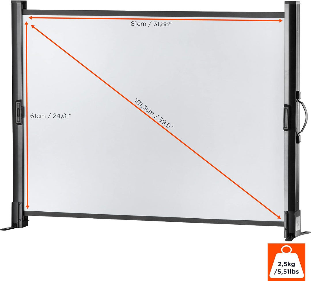 celexon Mobil Professional Tisch-Leinwand 40" | 81x61 cm 4:3 | kleine Full-HD, 4K Leinwand mit Trans
