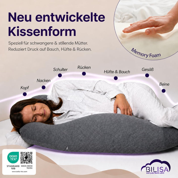 Schwangerschaftskissen mit Memory Foam | Neues Modell 2026 | Stillkissen mit waschbarem Bezug | Ganz