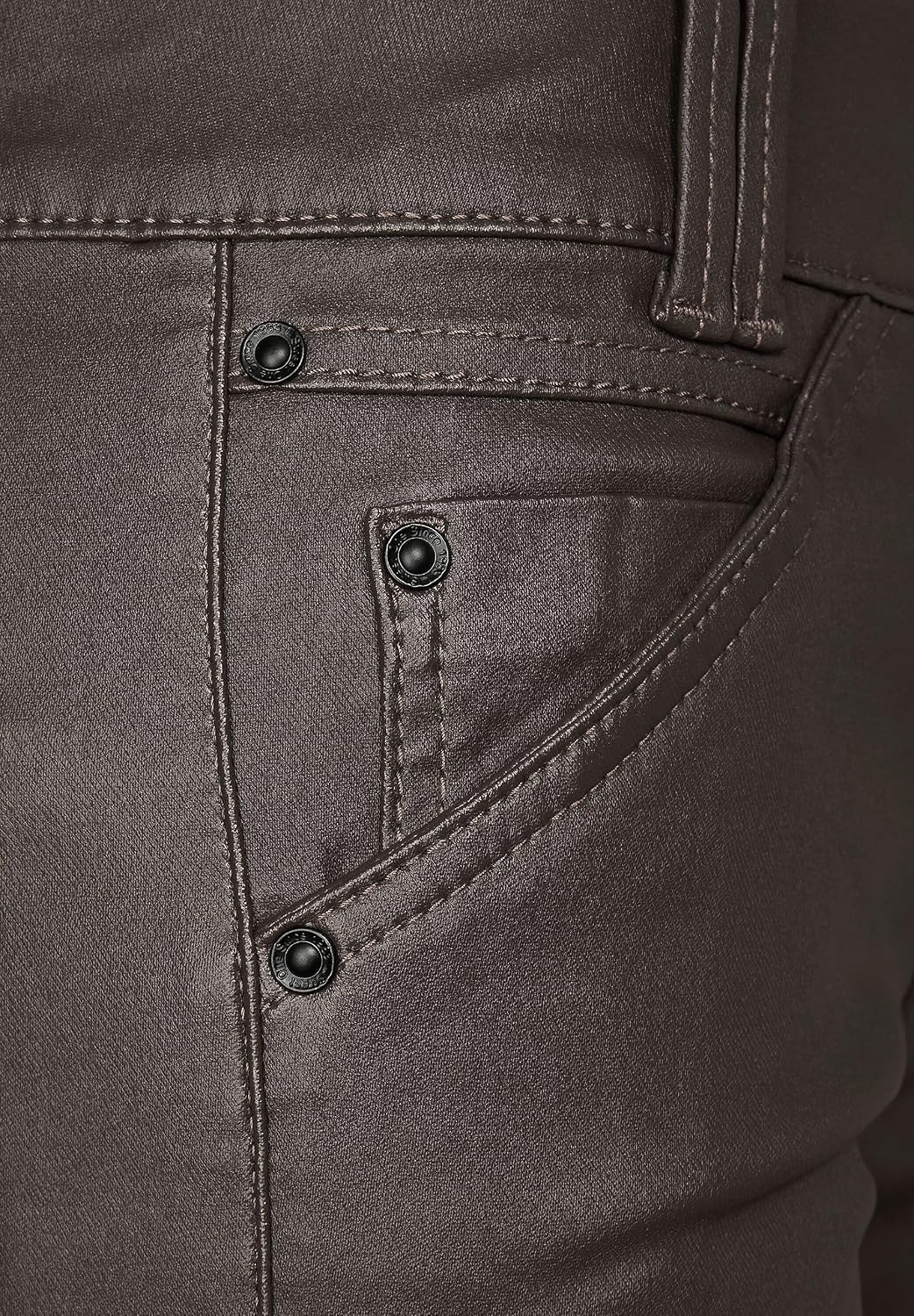 Street One Damen Hose Slim Coating 34W / 32L Falcon Brown, 34W / 32L Falcon Brown