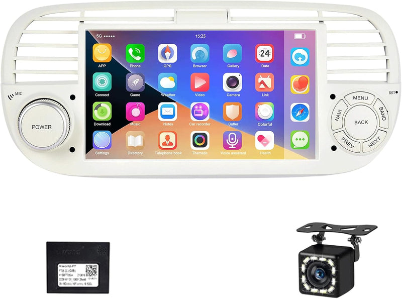 7-Zoll Doppel Din Android Autoradio für FIAT 500 2007 2008 2009 2010 2011 2012 2013 2014 2015 Touchs
