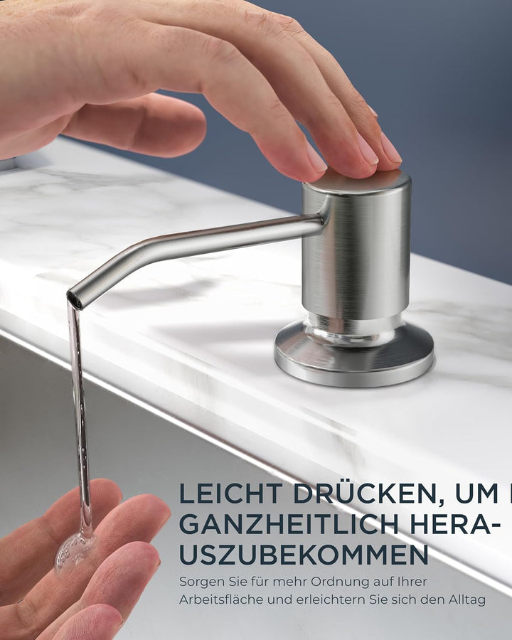 FORIOUS Küchenarmatur mit Seifenspender, ausziehbarer Wasserhahn Küche mit 2 Strahlarten, Einhebelmi